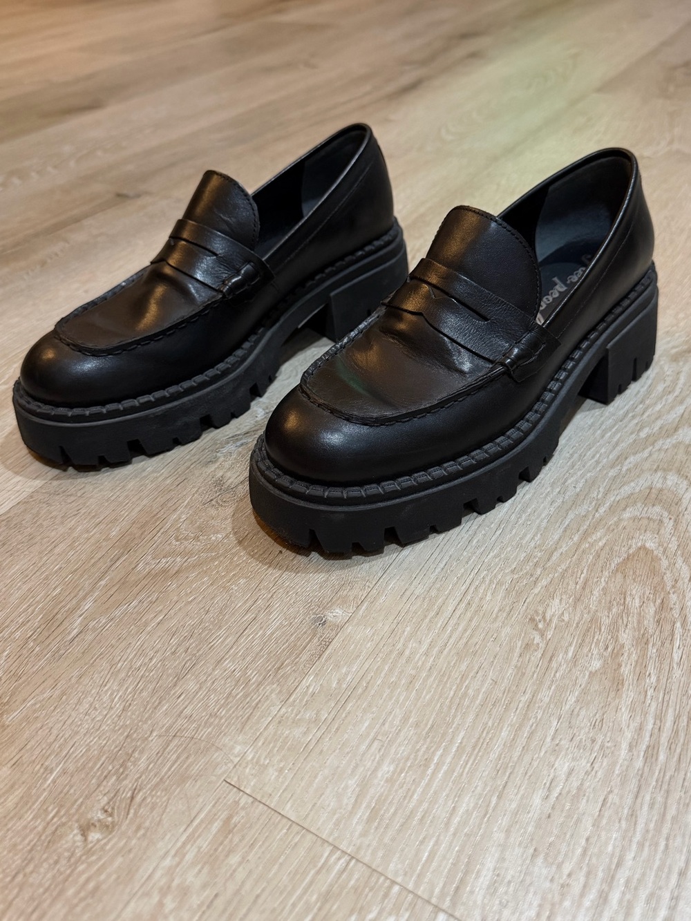 Free People Black Platform Penny Loafers